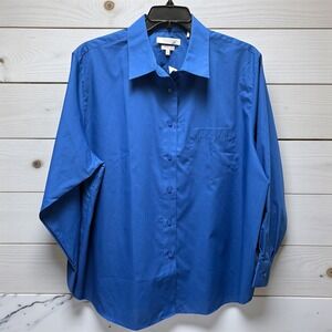 Foxcroft for Appleseed's Womens 20W Royal Blue Wrinkle Free Button Down Shirt